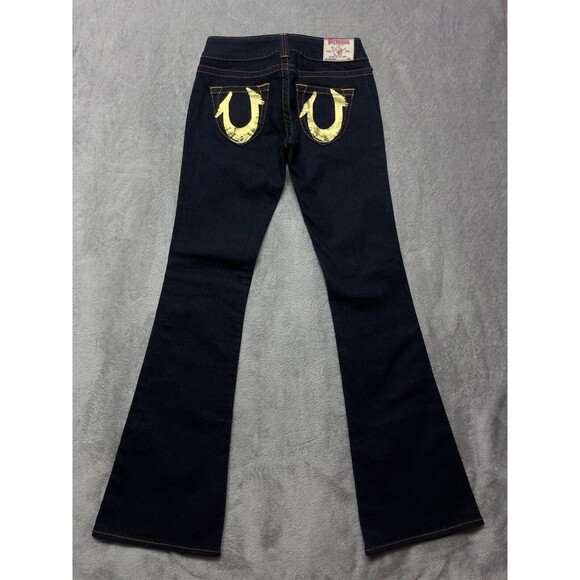 True Religion Bobby Gold Painted Pockets Women's Low-Rise Bootcut Jeans Sz 28 - Picture 4 of 12